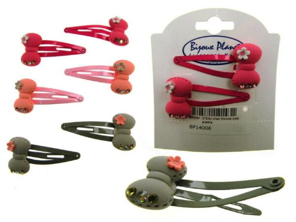 Clic clac fiocco con pietre blister pz. 2