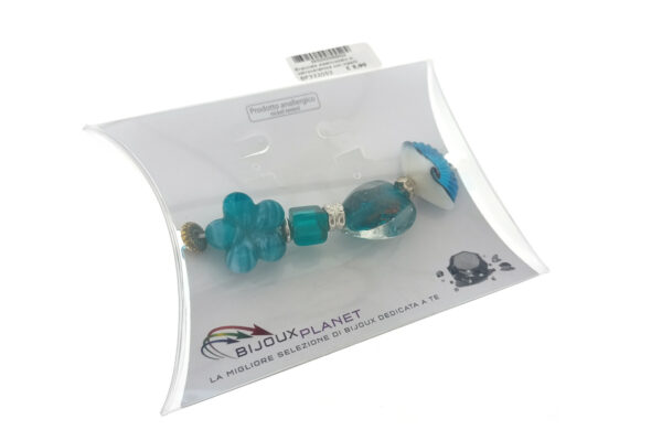 Bracciale elasticizzato in vetroceramica con inserti metallo - immagine 3