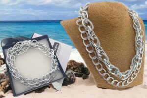 Collana 2 catene alluminio con maglia deluxe e piatta satinata