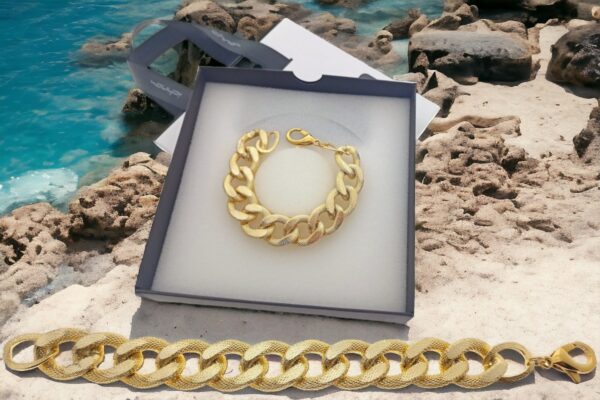 Bracciale catena alluminio maglia dorato satinato