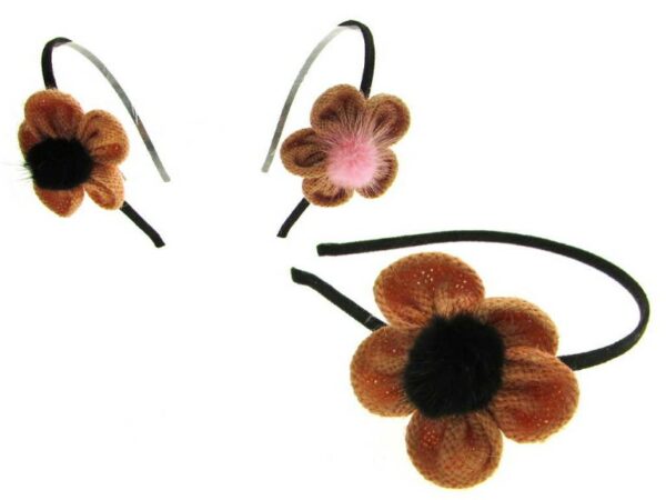 Cerchietto con fiori colorati e pon pon