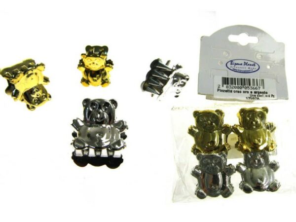 Pinzetta orso oro e argento blister pz. 4