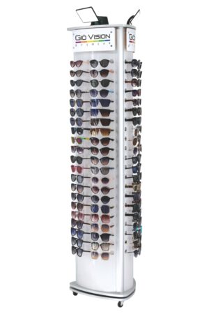 Espositore 3 lati girevole da terra per occhiali da 126 paia cm. 48x47x189