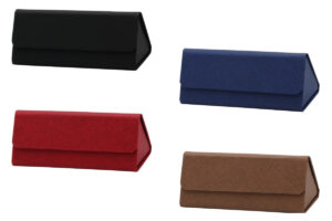 Custodia per occhiali rigida pieghevole rivestimento tessuto colori assortiti cm. 16x7x6,5