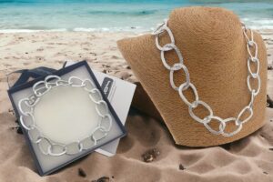 Collana catena alluminio maglia piatta satinata