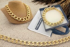 Collana catena alluminio maglia dorata lucida