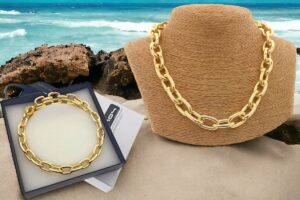 Collana catena alluminio dorato maglia arrotondata