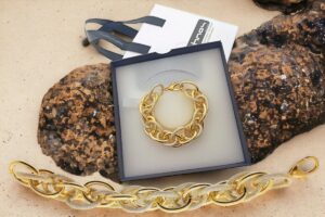 Bracciale catena alluminio dorato maglia deluxe