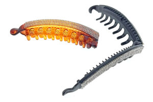 Fermacoda banana acrilico strass cm. 13