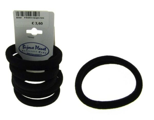 Elastico microfibra nero blister pz. 6