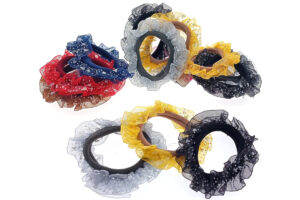 Elastico organza lurex arricciato 3 pz. colori tinta unita vari blister