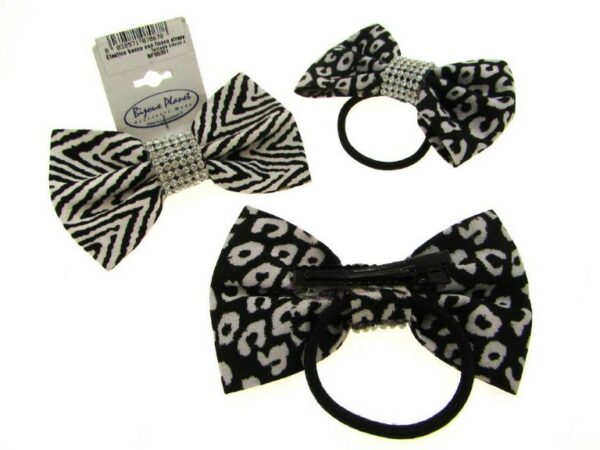 Elastico becco con fiocco strass fantasia bianco nero
