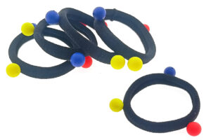 Elastico nero baby con 3 palline colorate blister pz. 4