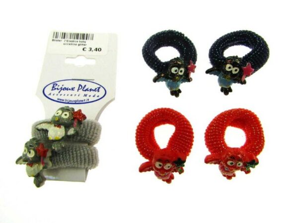 Elastico baby uccellino glitter blister pz. 2