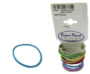 Elastico piccolo glitter colorato blister pz. 12