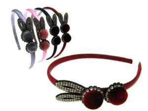 Cerchietto con coniglio velluto e strass