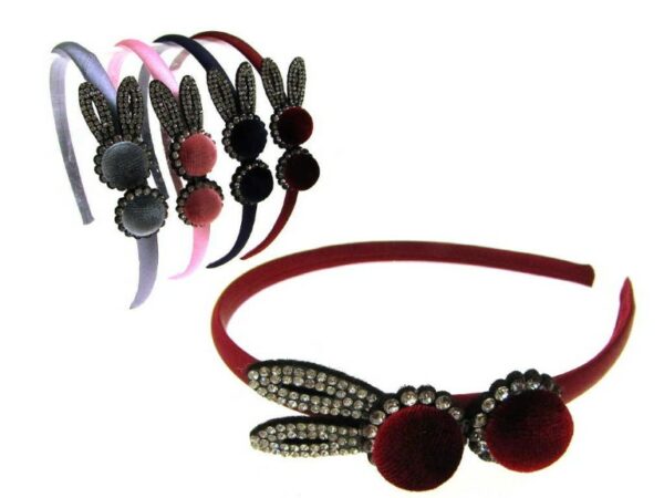 Cerchietto con coniglio velluto e strass