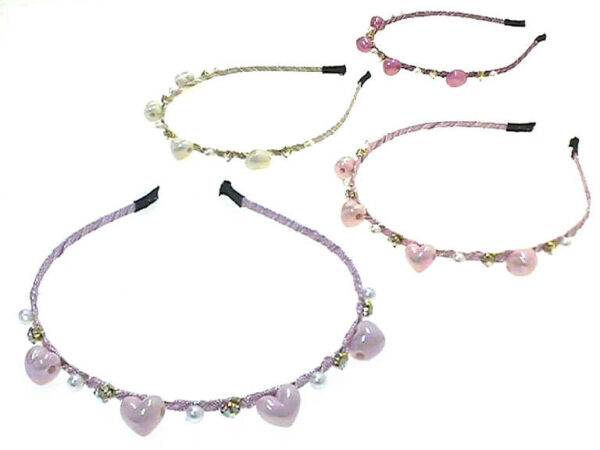 Cerchietto con cuori e perle