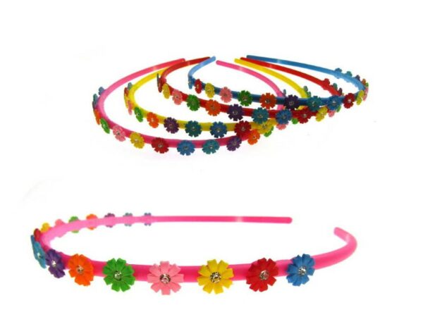 Cerchietto sottile con fiorellini e strass