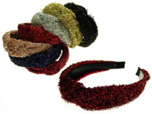Cerchietto lurex con nodo e base acrilica con dentini