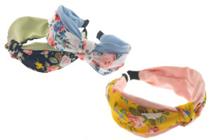 Cerchietto tessuto fantasia floreale con nodo