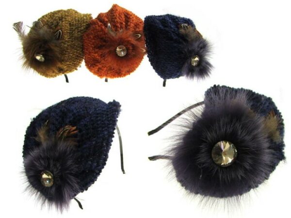 Cerchietto tessuto glitter e piume