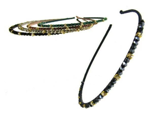 Cerchietto metallo tessuto cristallo e strass