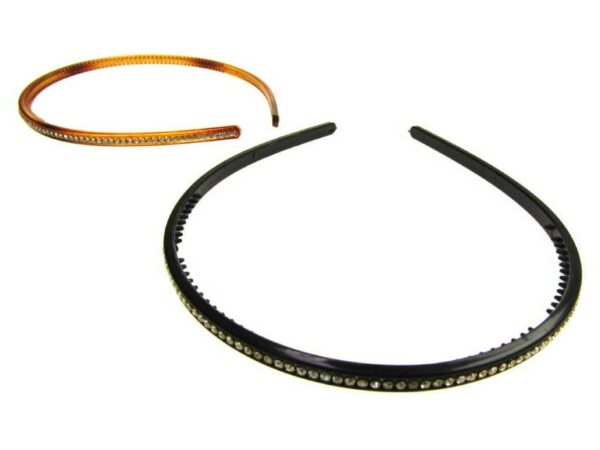 Cerchietto plastica filo strass larghezza mm. 5