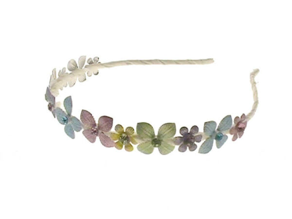 Cerchietto quadrifogli glitter strass met. riv. tessuto