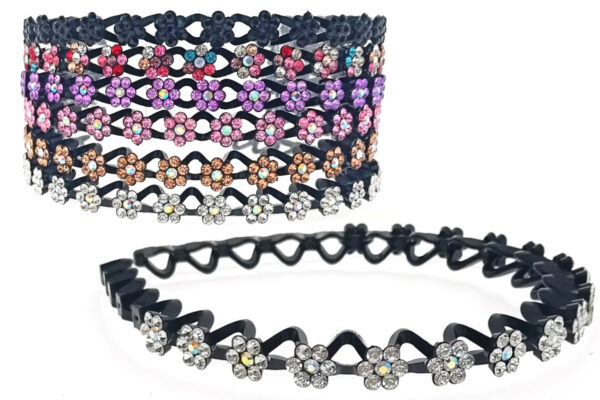 Cerchietto con fiori strass colorati