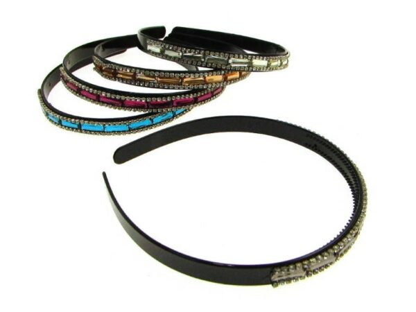 Cerchietto cristalli e catena strass cm. 1,4