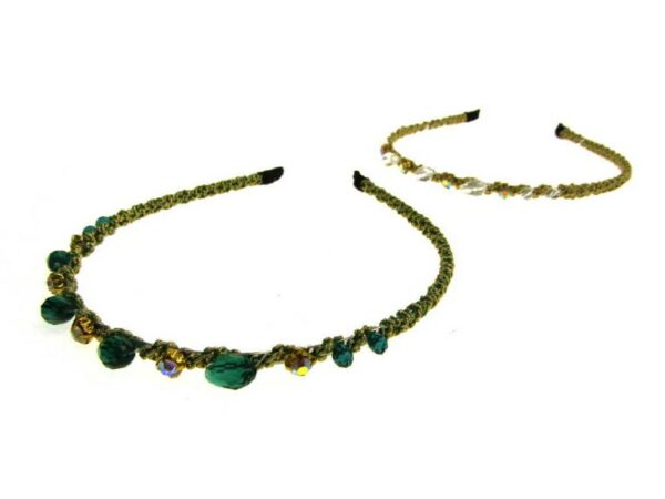 Cerchietto filo lurex gocce vetro strass metallo cm. 0.5