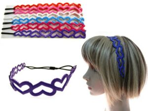 Fascia/cerchietto con cuori Rosa,rosso,celeste,viola,bianco,fuxia