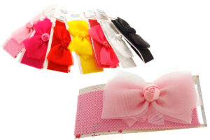 Fascia baby con fiocco organza e rosellina