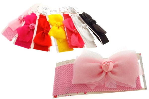 Fascia baby con fiocco organza e rosellina