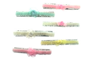 Fascia baby arricciata con fiore e fiocco organza