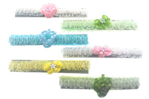 Fascia baby arricciata con fragola e fiocco pois
