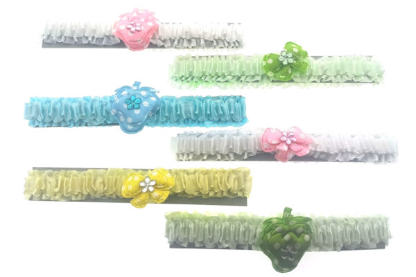 Fascia baby arricciata con fragola e fiocco pois