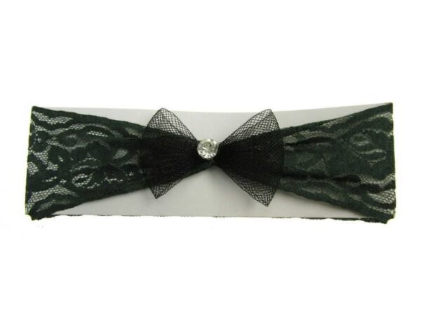 Fascia per capelli pizzo con fiocco nero