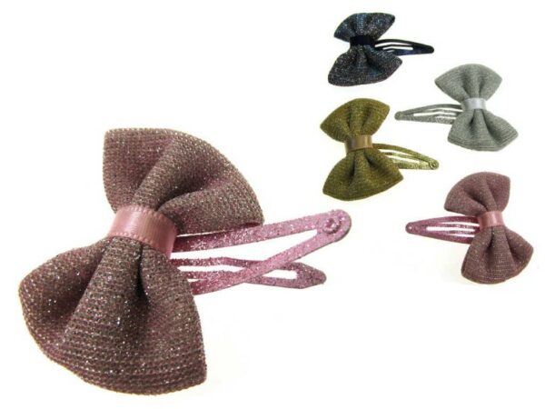 Clic clac con fiocco tessuto glitter cm. 5