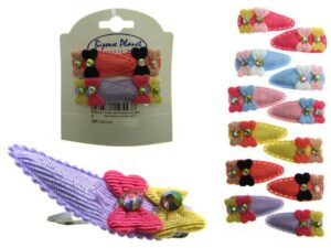 Clic clac tessuto con due fiocchetti e strass cm. 3 blister pz. 4