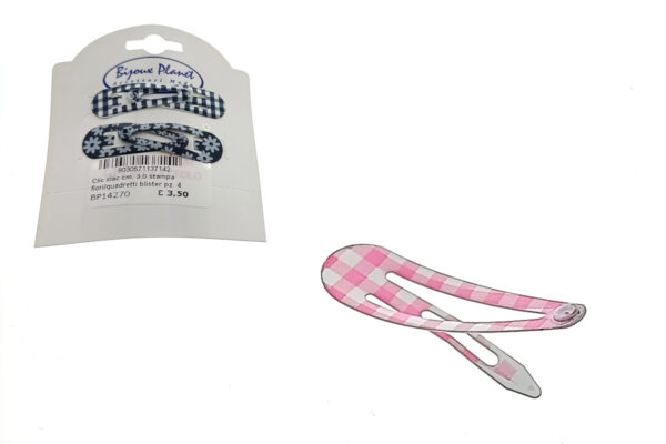 Clic clac cm. 3,0 stampa fiori/quadretti blister pz. 4