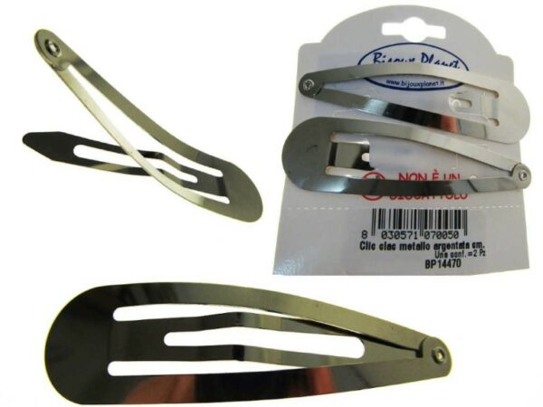 Clic clac metallo argentata cm. 7 blister pz. 2