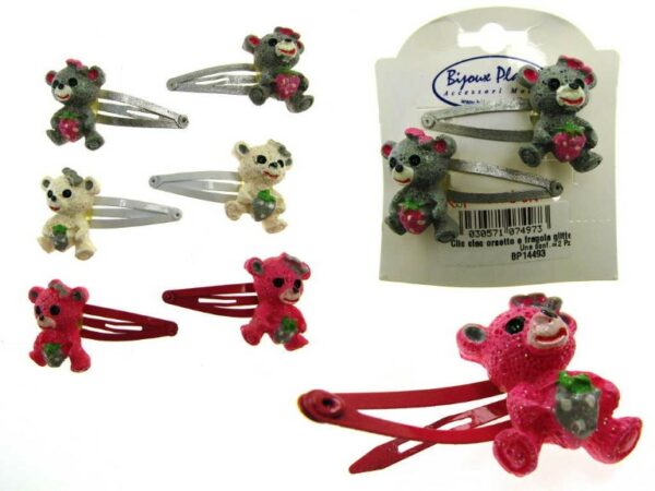 Clic clac orsetto e fragola glitter blister pz. 2