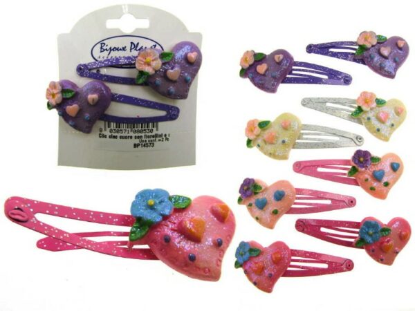 Clic clac cuore con fiorellini e cuorici cm. 6 blister pz. 2