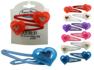 Clic clac cuore plastica e glitter cm. 6 blister pz. 2