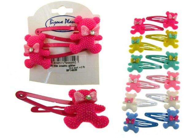 Clic clac orsetto glitter cm. 5 blister pz. 2