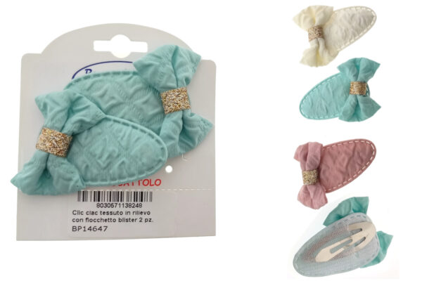 Clic clac tessuto in rilievo con fiocchetto cm. 4,5 blister 2 pz.