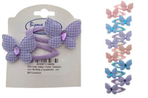 Clic clac baby rivest. tessuto con farfalla a quadretti cm. 5 blister 2 pz.