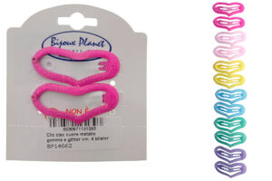 Clic clac cuore metallo gomma e glitter cm. 4 blister 2 pz.